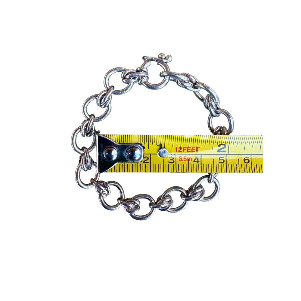 Vintage Peru 950 Sterling Silver Heavy Chain Link Bracelet 7" 25g - Picture 5 of 13